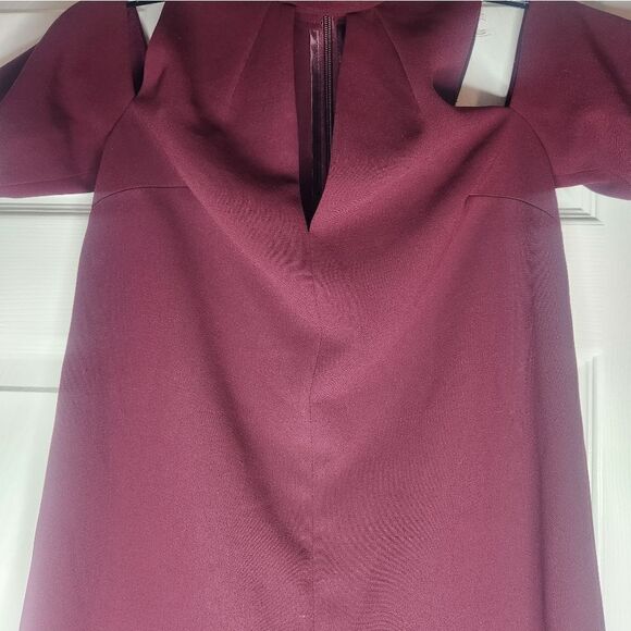 Topshop 2 Burgundy Cold Shoulder Cut Out Trapeze Women’s Mini Dress - Picture 4 of 12